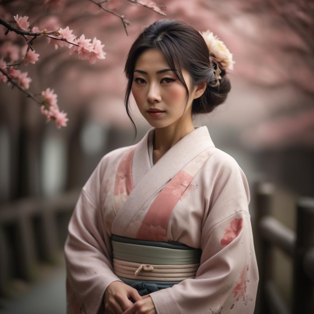 A stunning image of japanese woman in romantic tones.