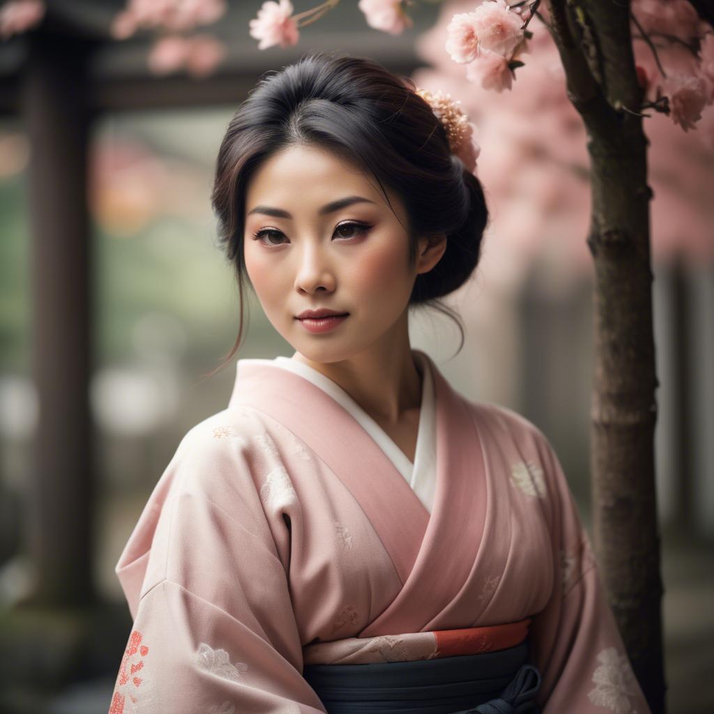 A stunning image of japanese woman in romantic tones.