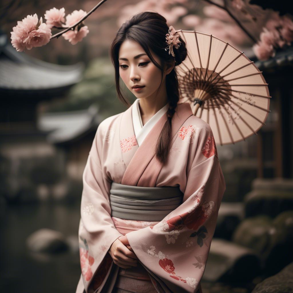 A stunning image of japanese woman in romantic tones.