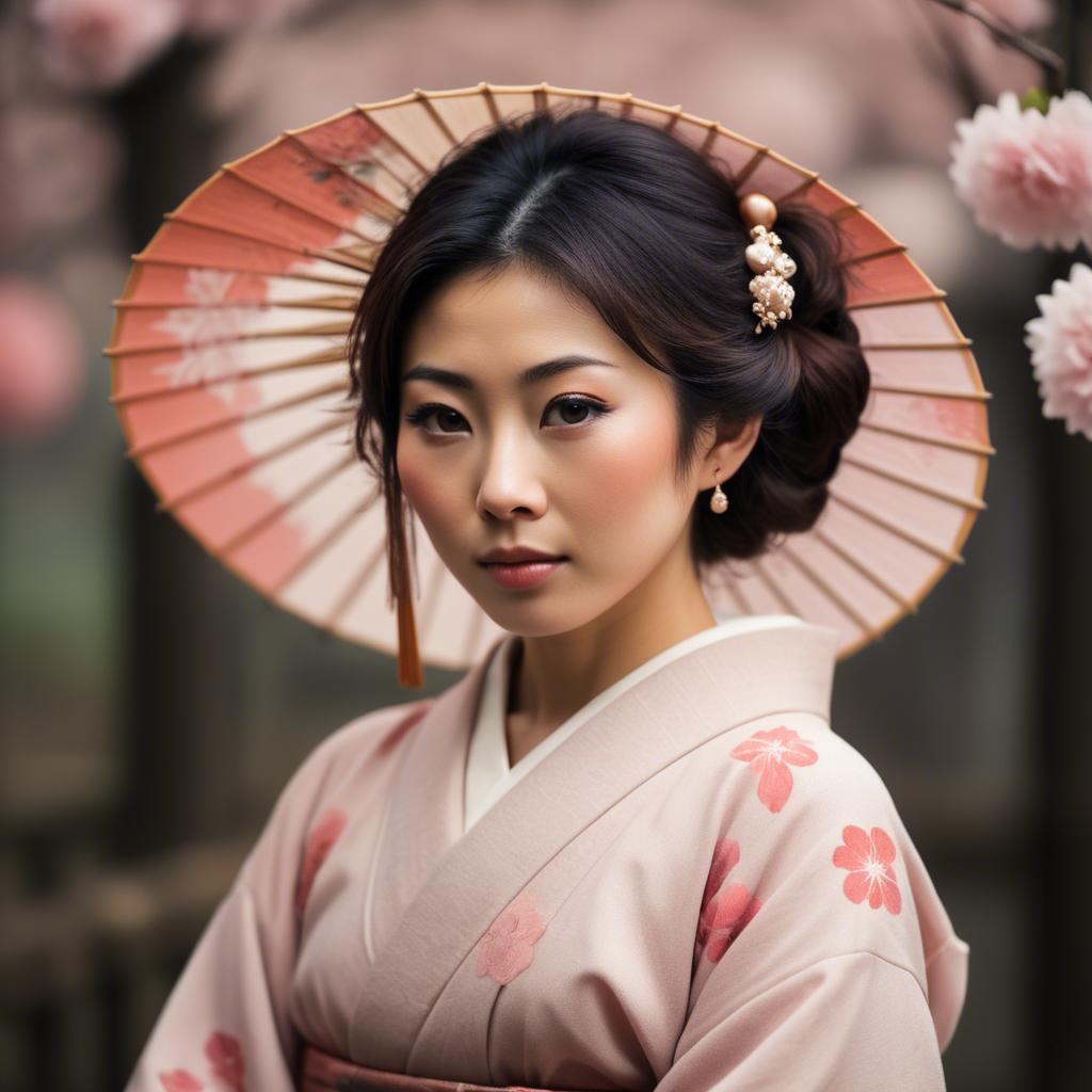A stunning image of japanese woman in romantic tones.
