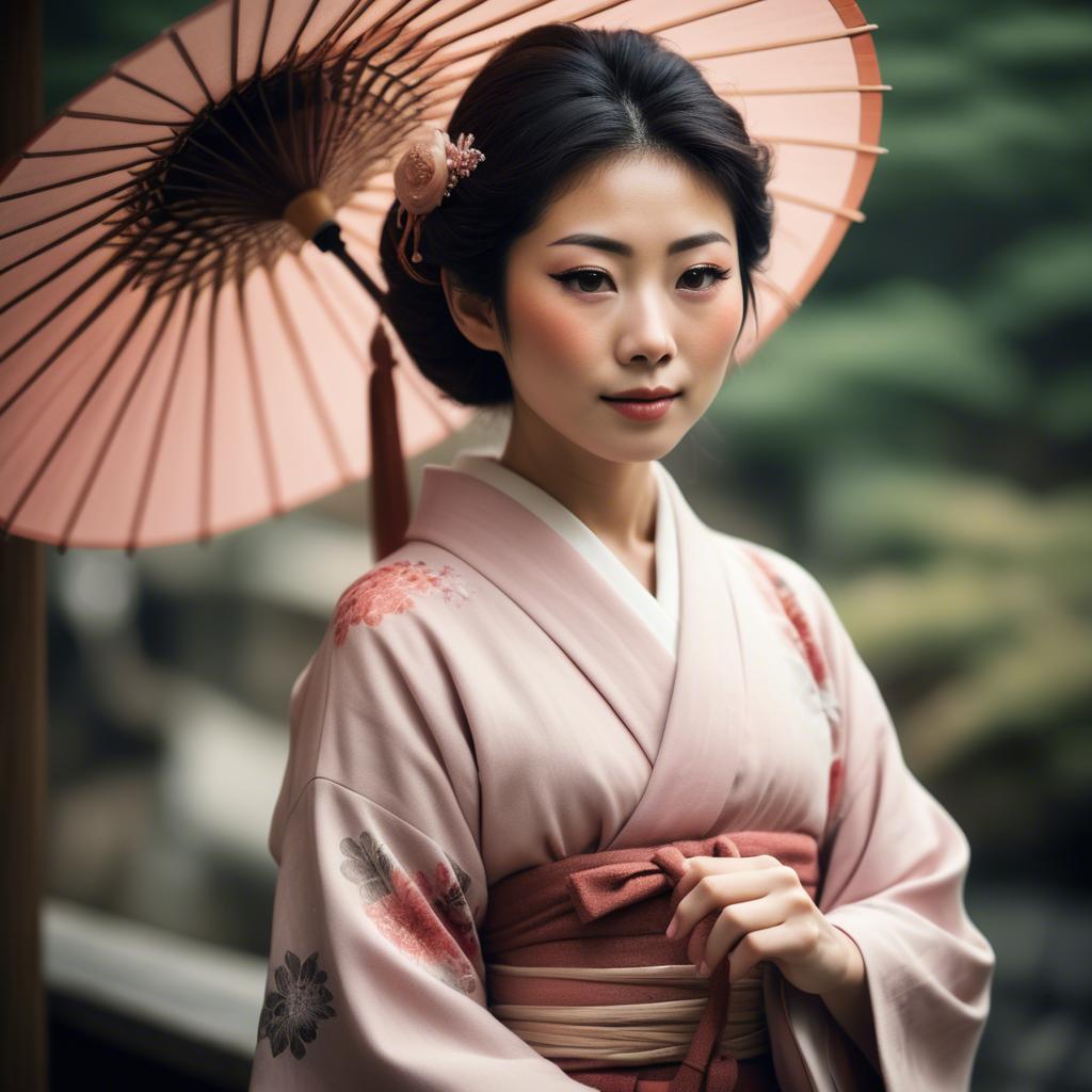 A stunning image of japanese woman in romantic tones.