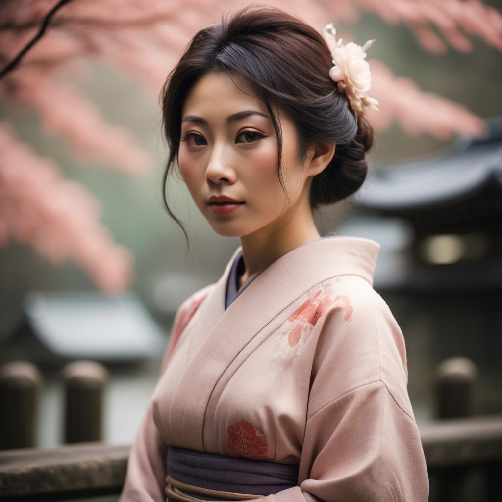 A stunning image of japanese woman in romantic tones.
