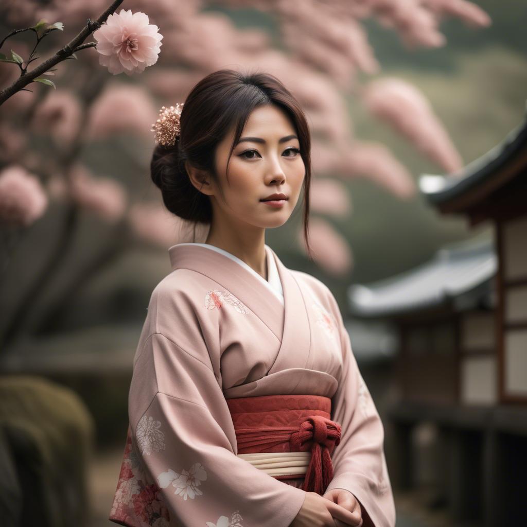 A stunning image of japanese woman in romantic tones.