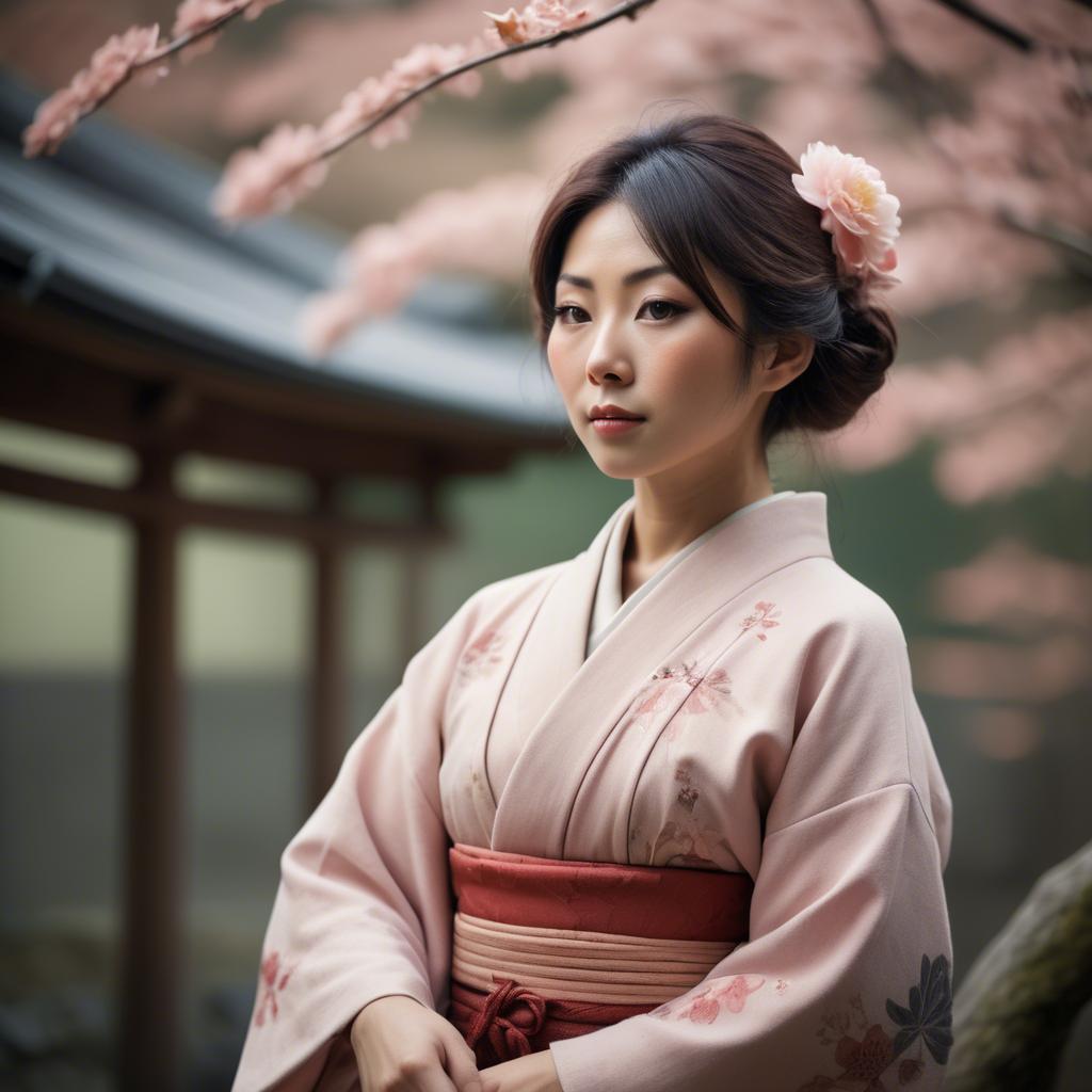 A stunning image of japanese woman in romantic tones.