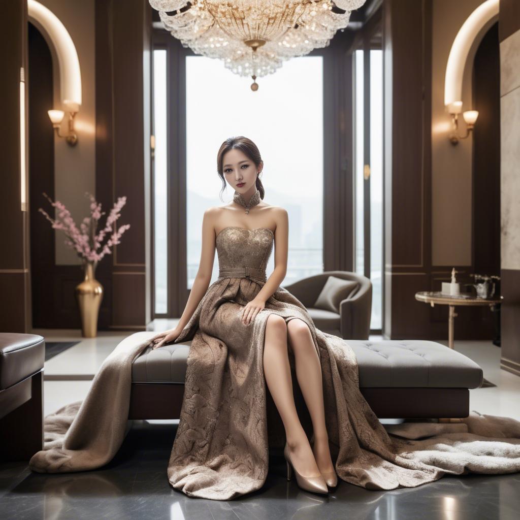 A stunning image of korean beauty in luxurious surroundings.