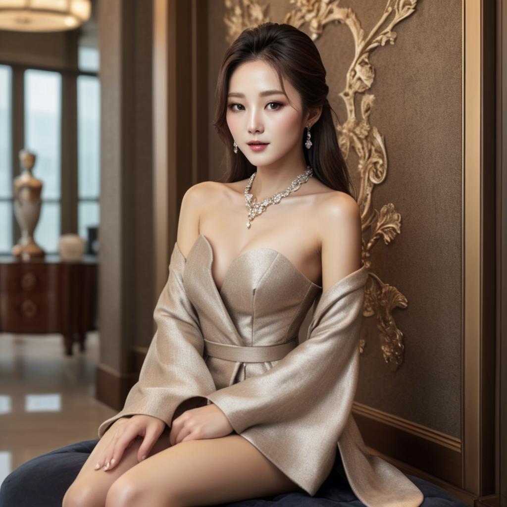 A stunning image of korean beauty in luxurious surroundings.