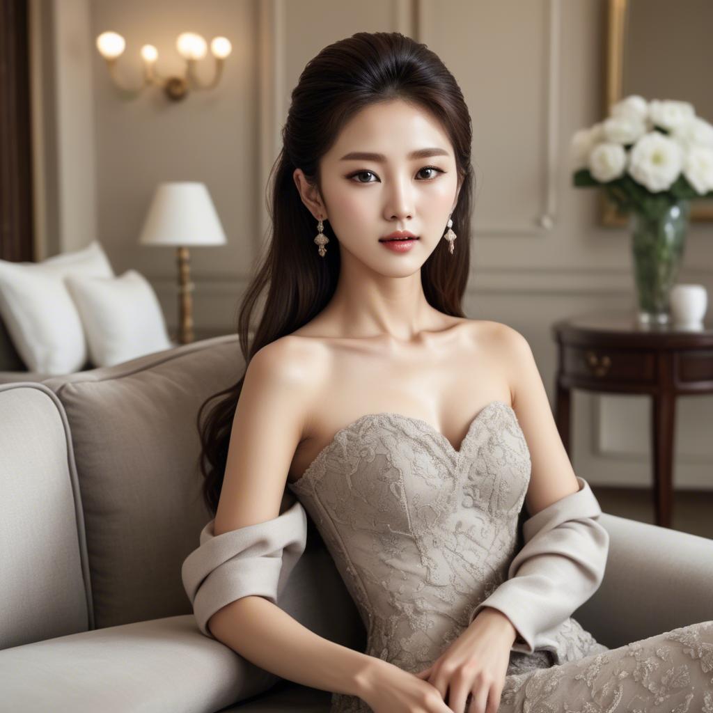 A stunning image of korean beauty in luxurious surroundings.