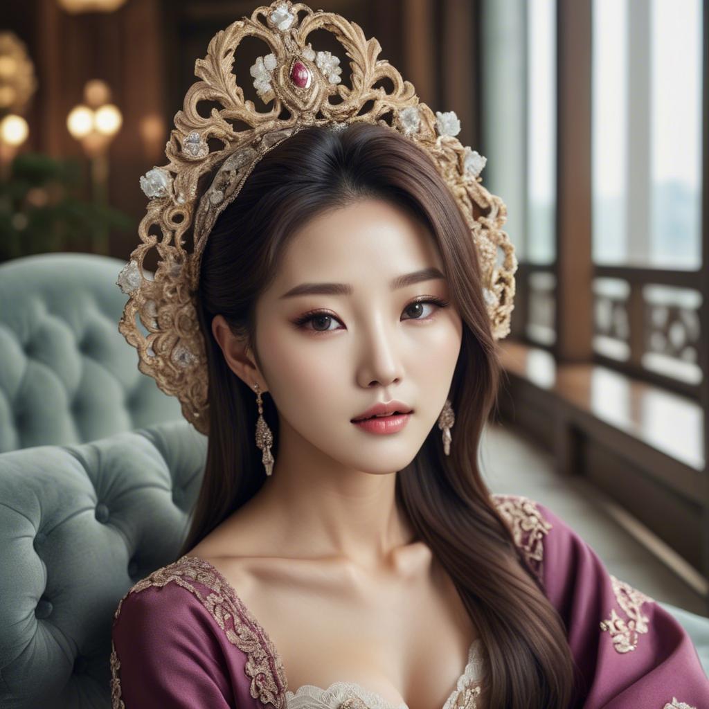 A stunning image of korean beauty in luxurious surroundings.