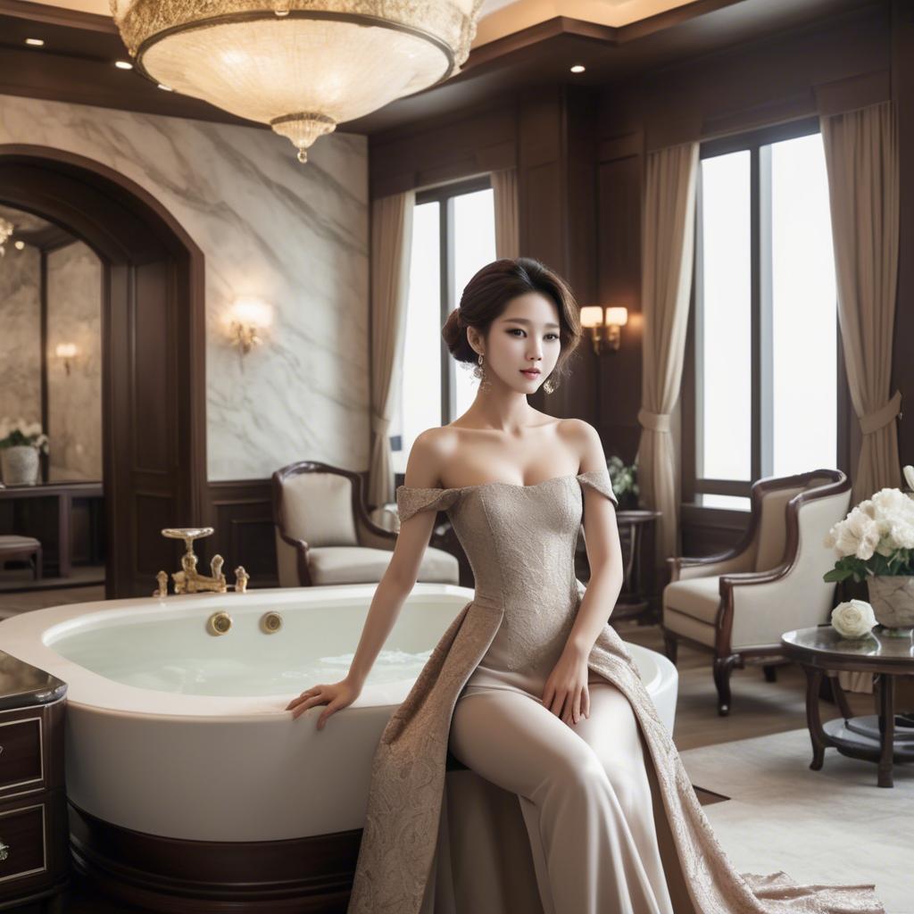 A stunning image of korean beauty in luxurious surroundings.