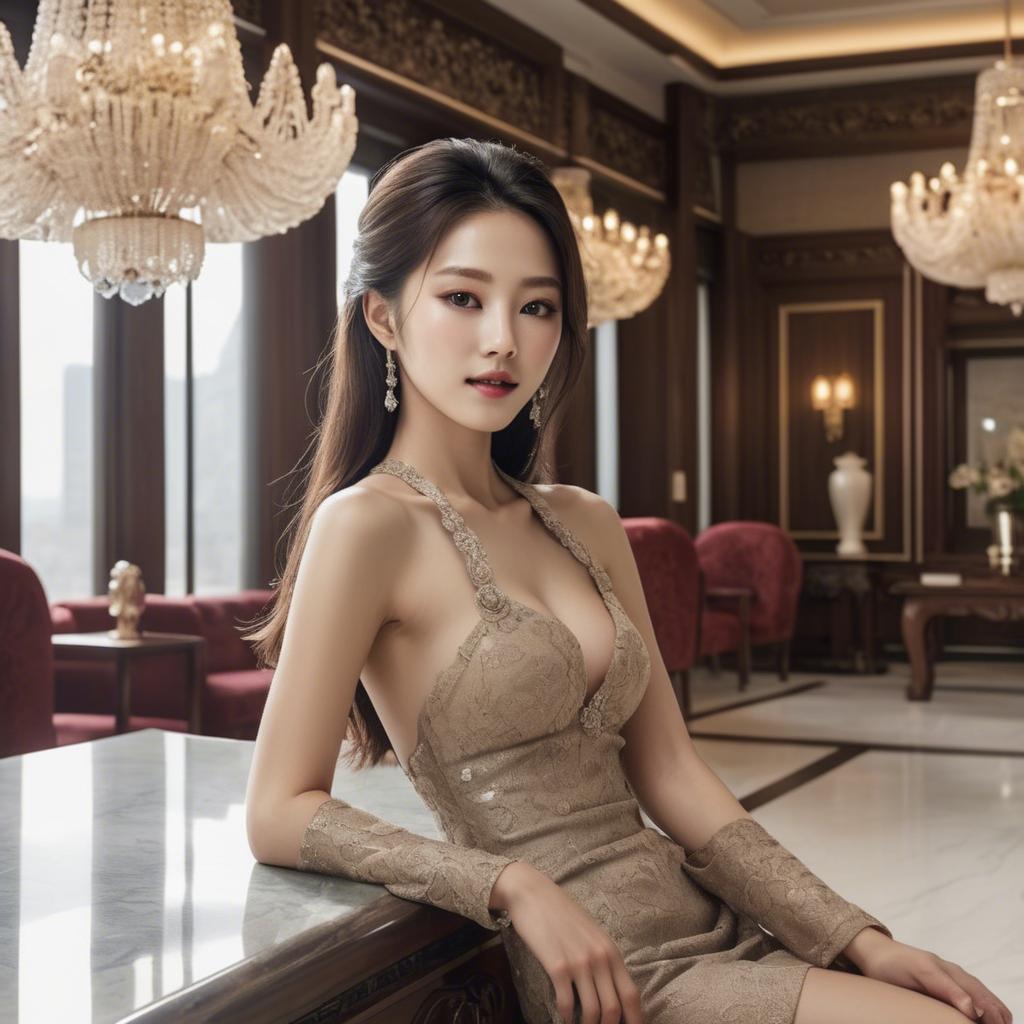 A stunning image of korean beauty in luxurious surroundings.