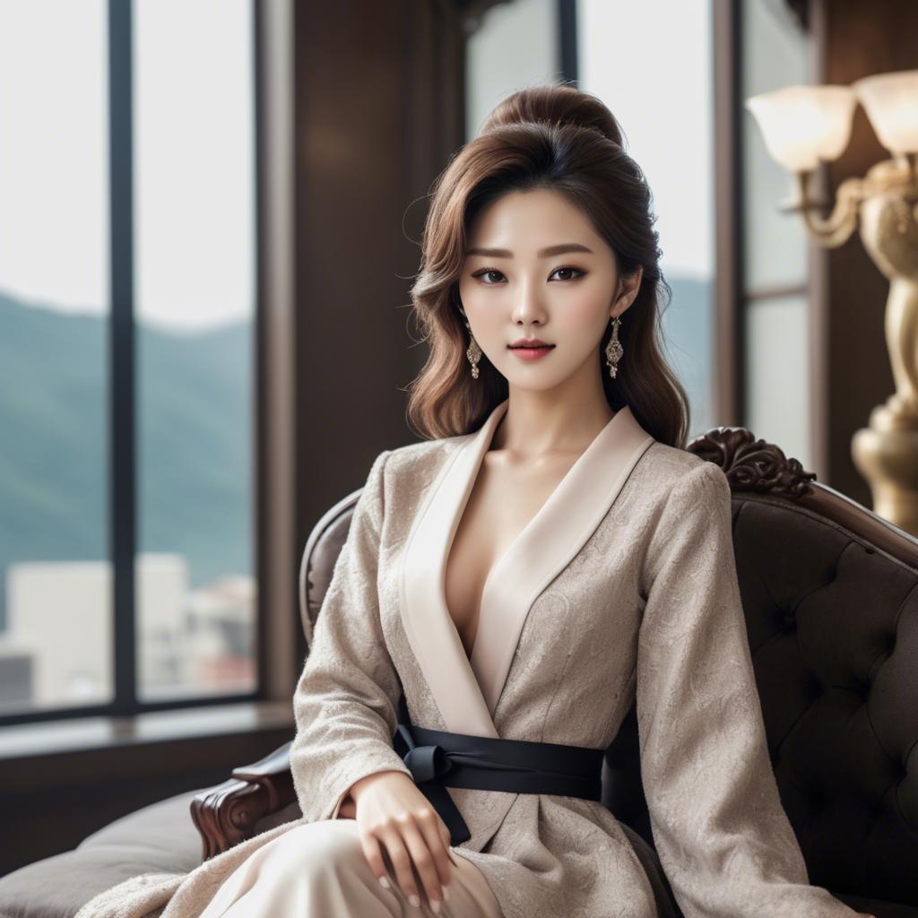 A stunning image of korean beauty in luxurious surroundings.