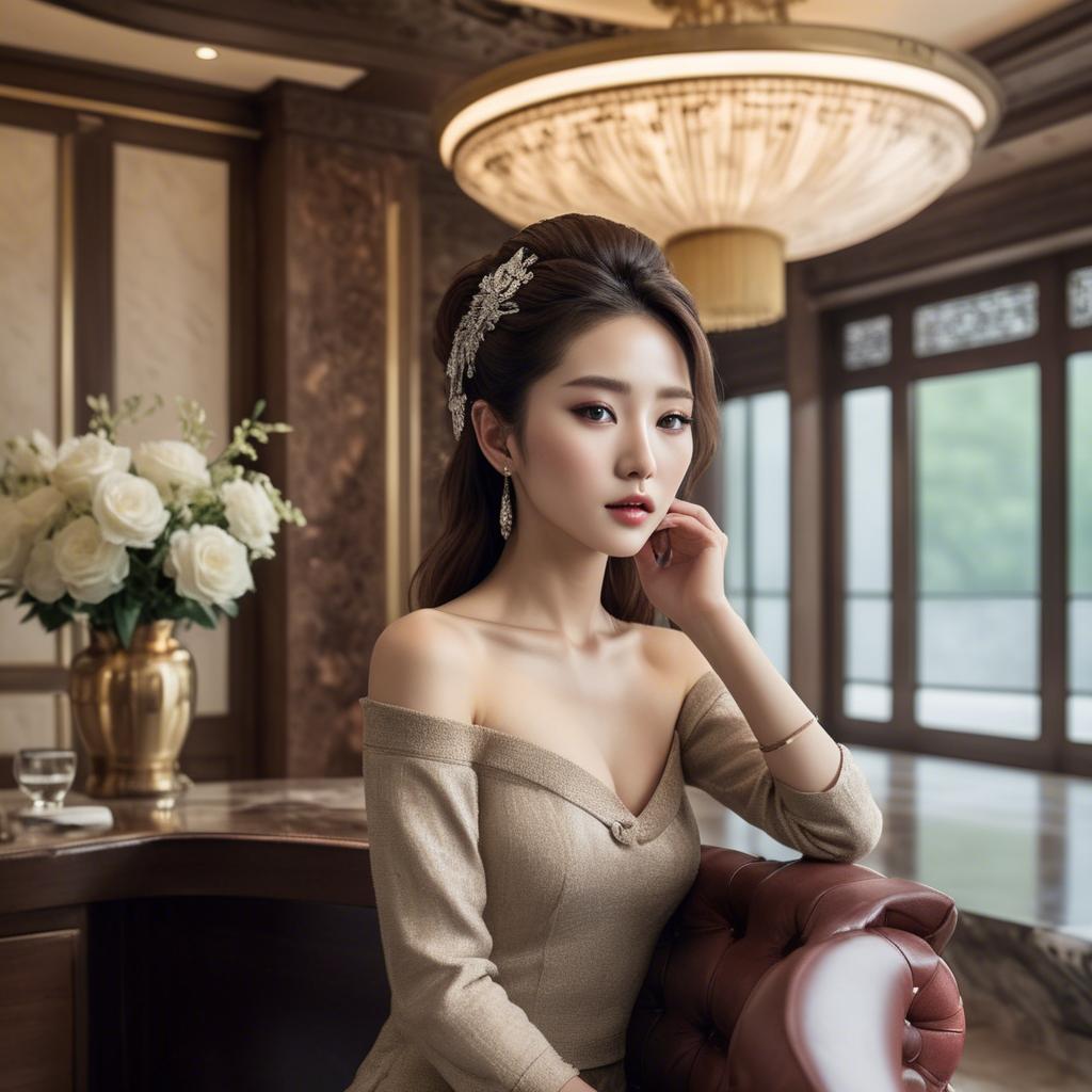 A stunning image of korean beauty in luxurious surroundings.
