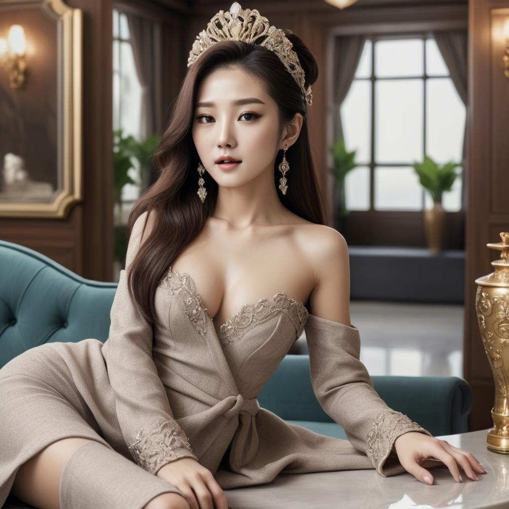 A stunning image of korean beauty in luxurious surroundings.