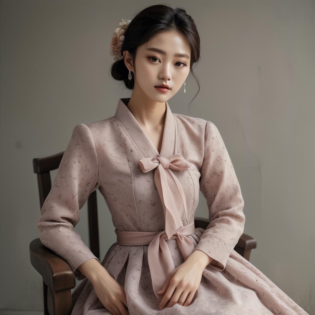 A stunning image of korean model in romantic fabrics.