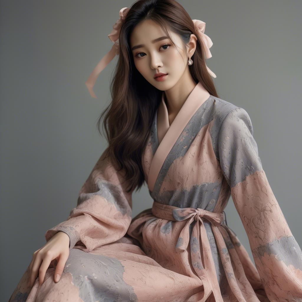 A stunning image of korean model in romantic fabrics.