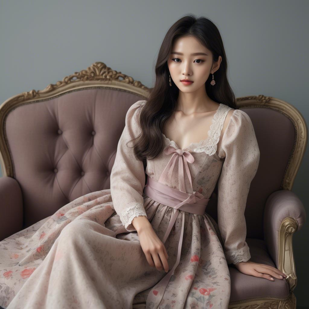 A stunning image of korean model in romantic fabrics.