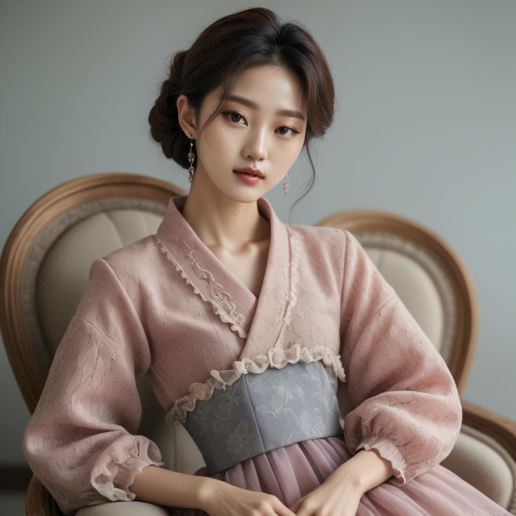 A stunning image of korean model in romantic fabrics.