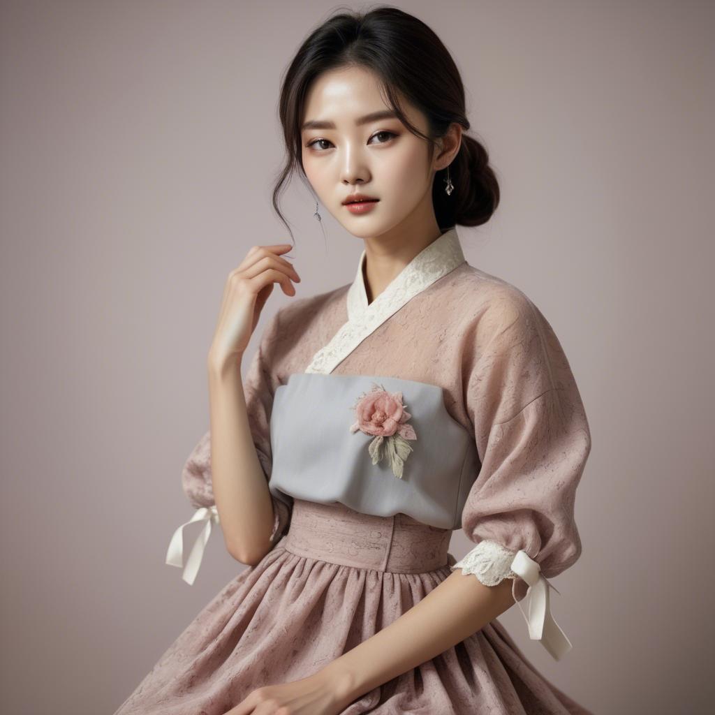 A stunning image of korean model in romantic fabrics.