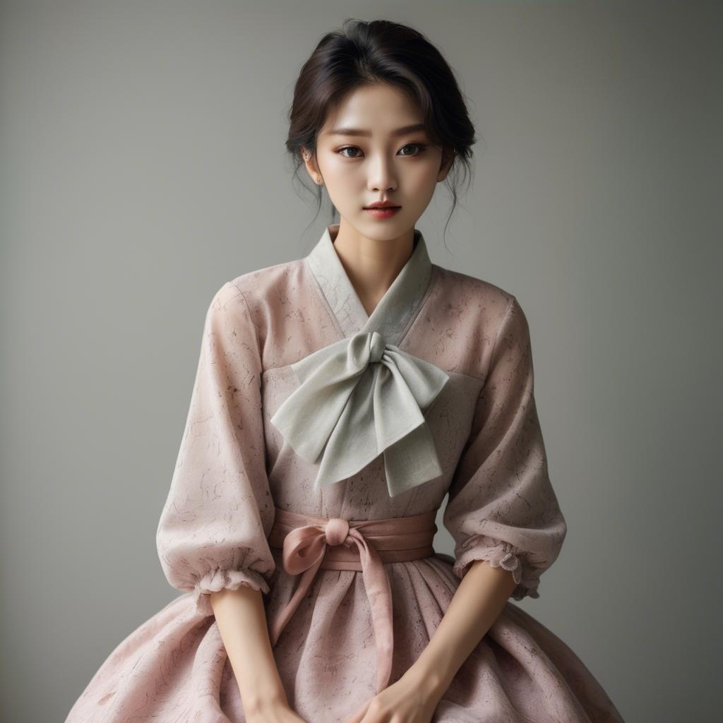 A stunning image of korean model in romantic fabrics.