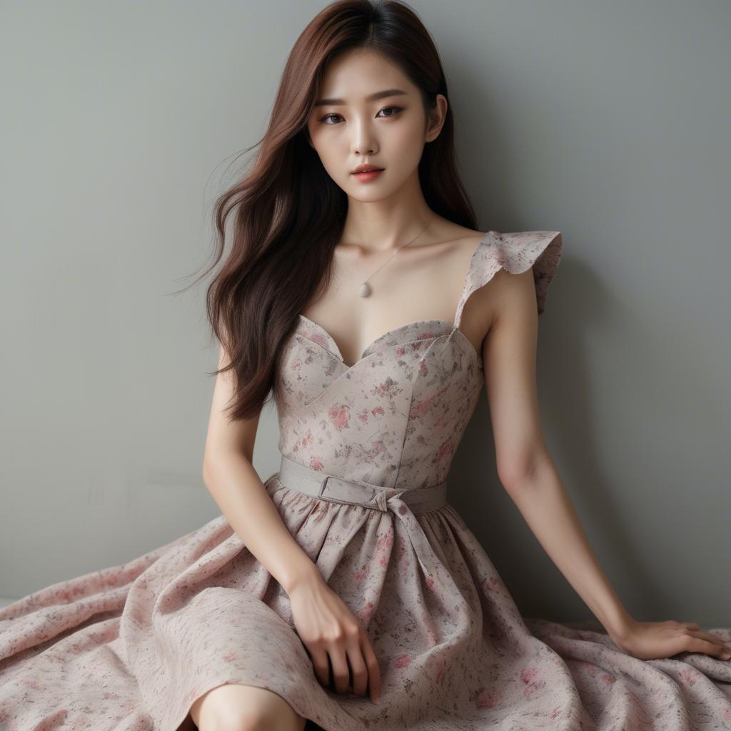 A stunning image of korean model in romantic fabrics.