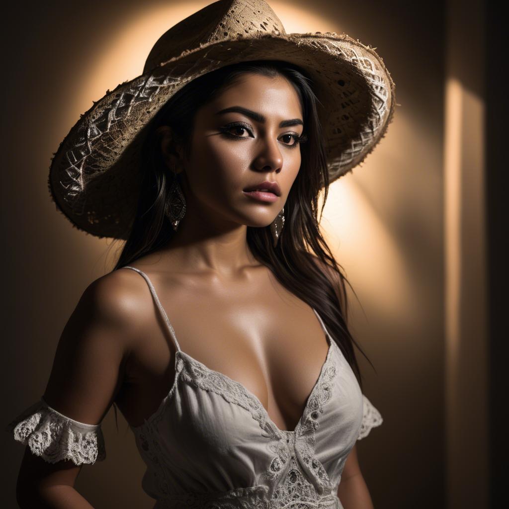 A stunning image of mexican model with dramatic lighting.