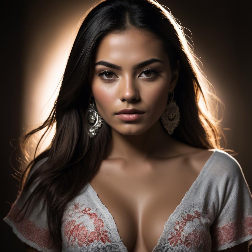 A stunning image of mexican model with dramatic lighting.