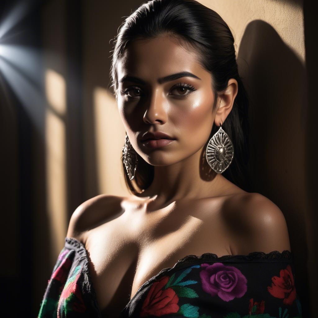 A stunning image of mexican model with dramatic lighting.