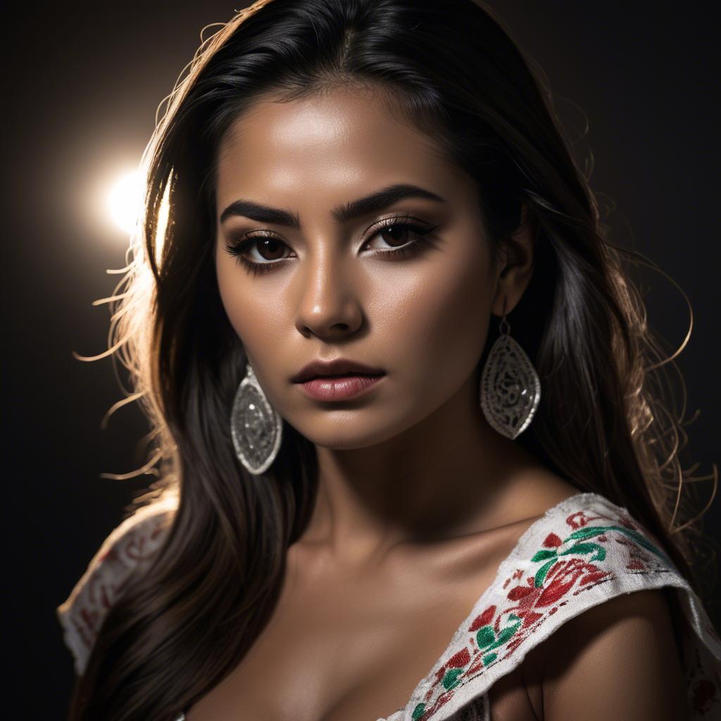 A stunning image of mexican model with dramatic lighting.