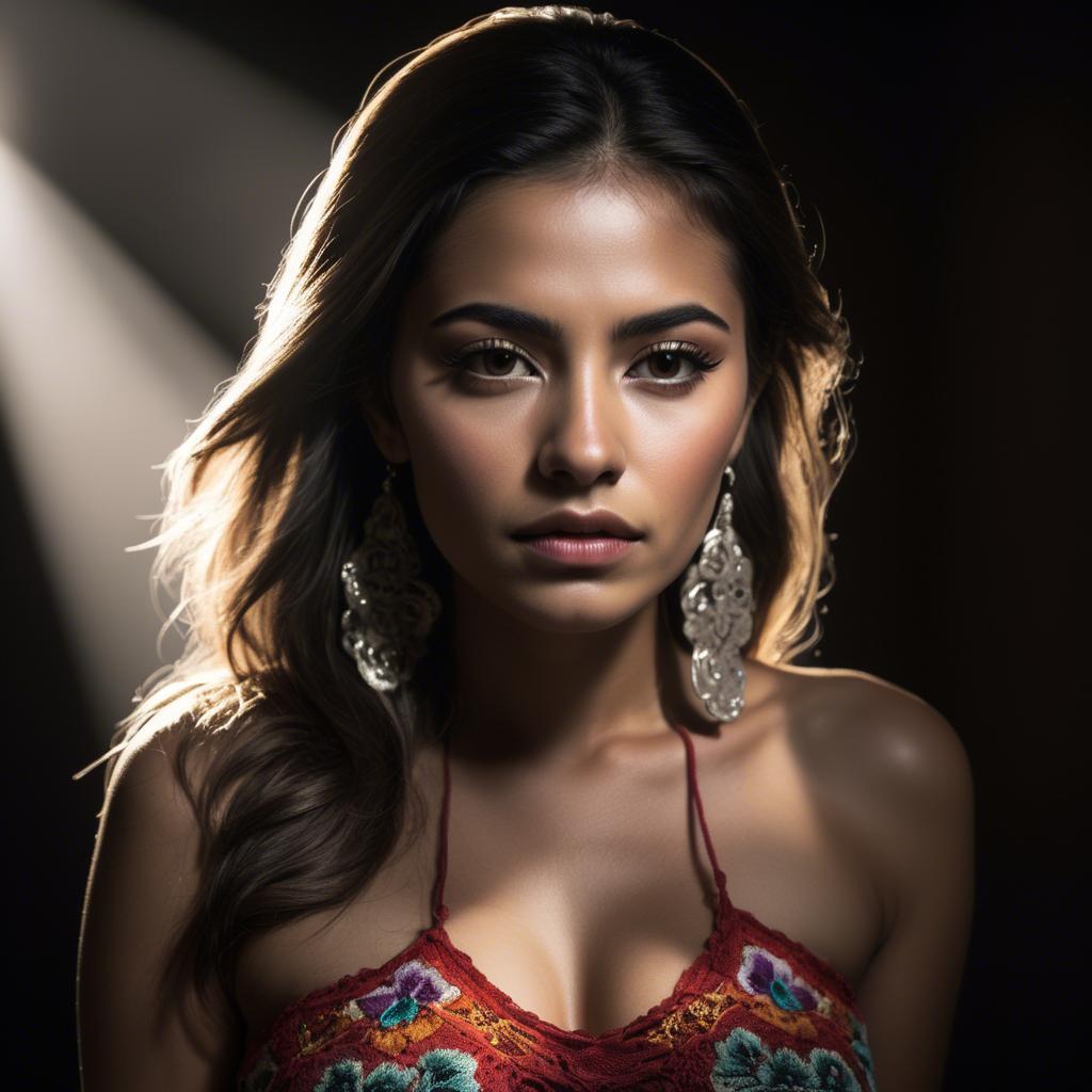 A stunning image of mexican model with dramatic lighting.