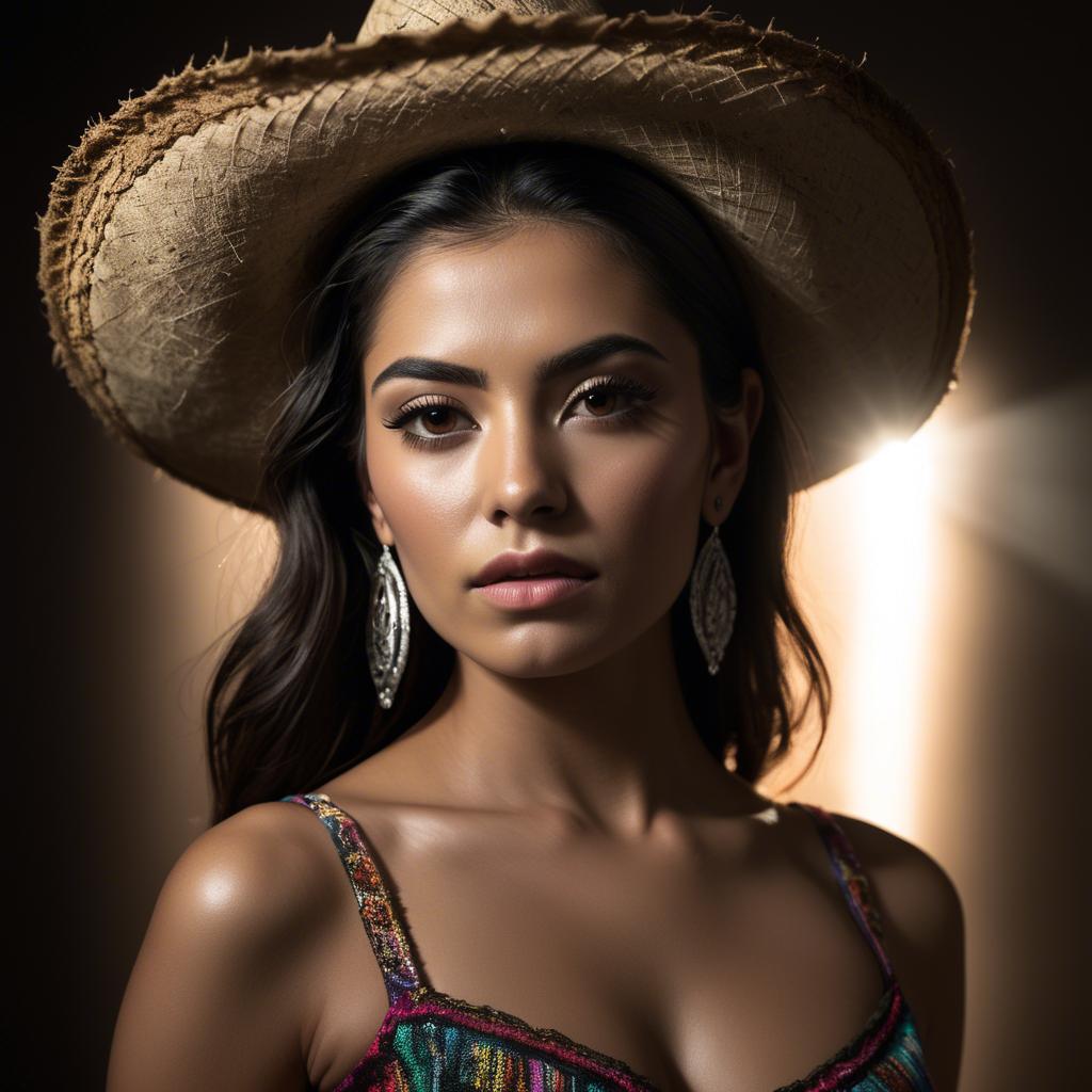 A stunning image of mexican model with dramatic lighting.
