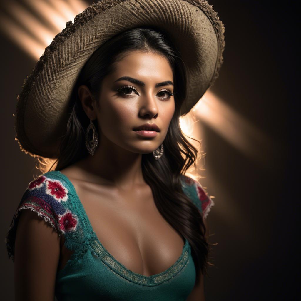 A stunning image of mexican model with dramatic lighting.