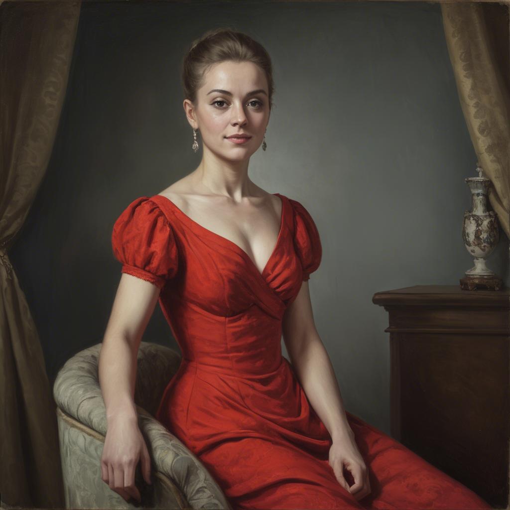 A stunning image of portrait of a woman in a red dress.