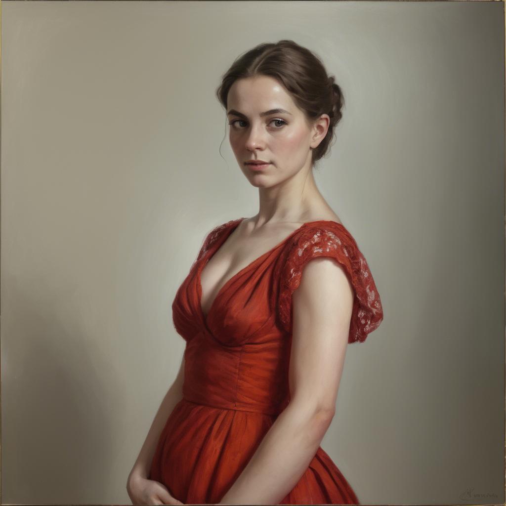 A stunning image of portrait of a woman in a red dress.
