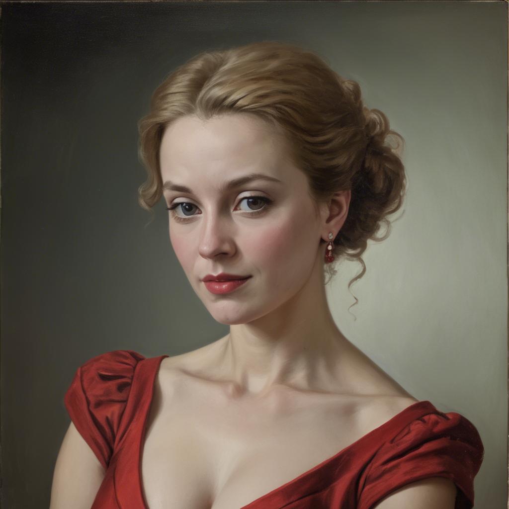 A stunning image of portrait of a woman in a red dress.