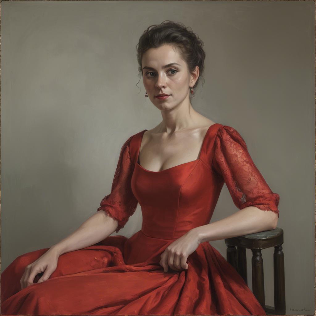 A stunning image of portrait of a woman in a red dress.