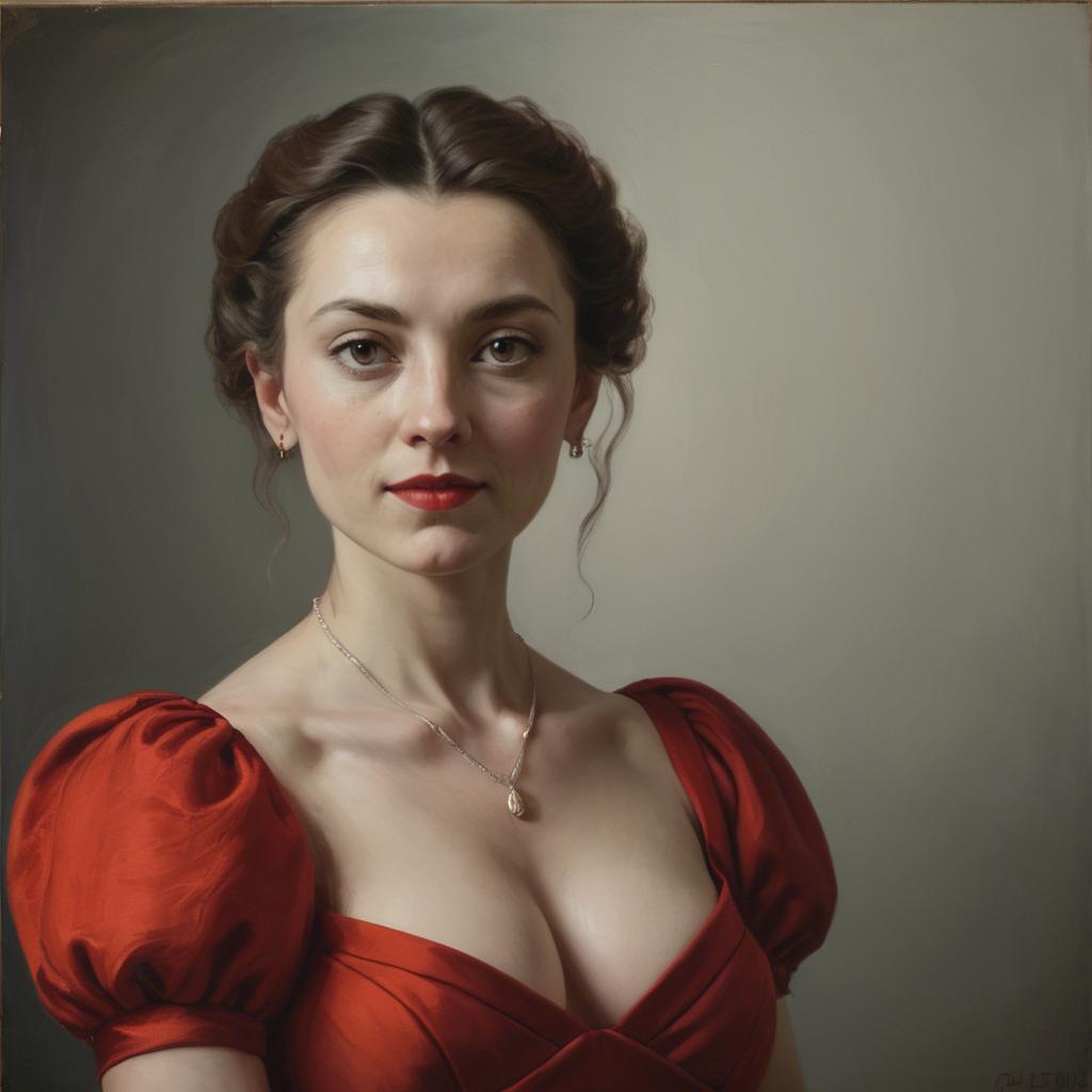 A stunning image of portrait of a woman in a red dress.