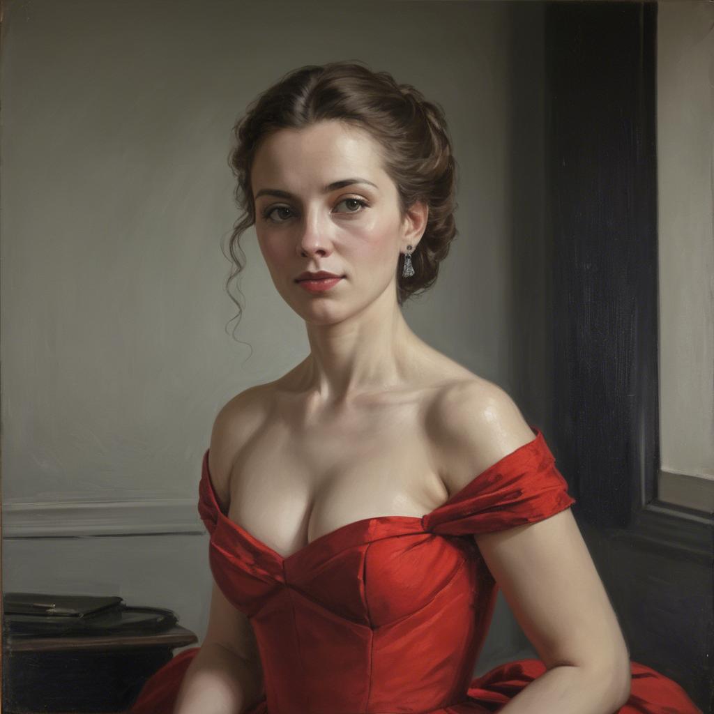 A stunning image of portrait of a woman in a red dress.