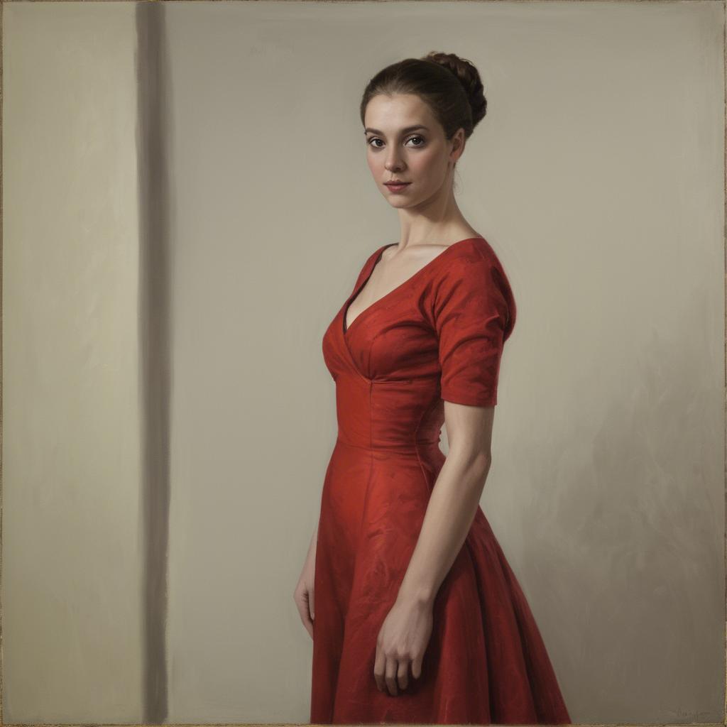 A stunning image of portrait of a woman in a red dress.