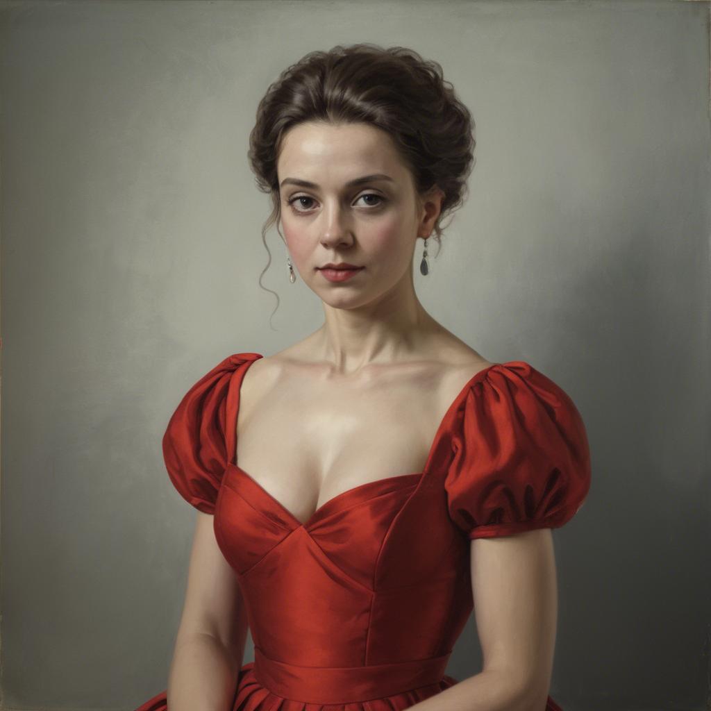A stunning image of portrait of a woman in a red dress.