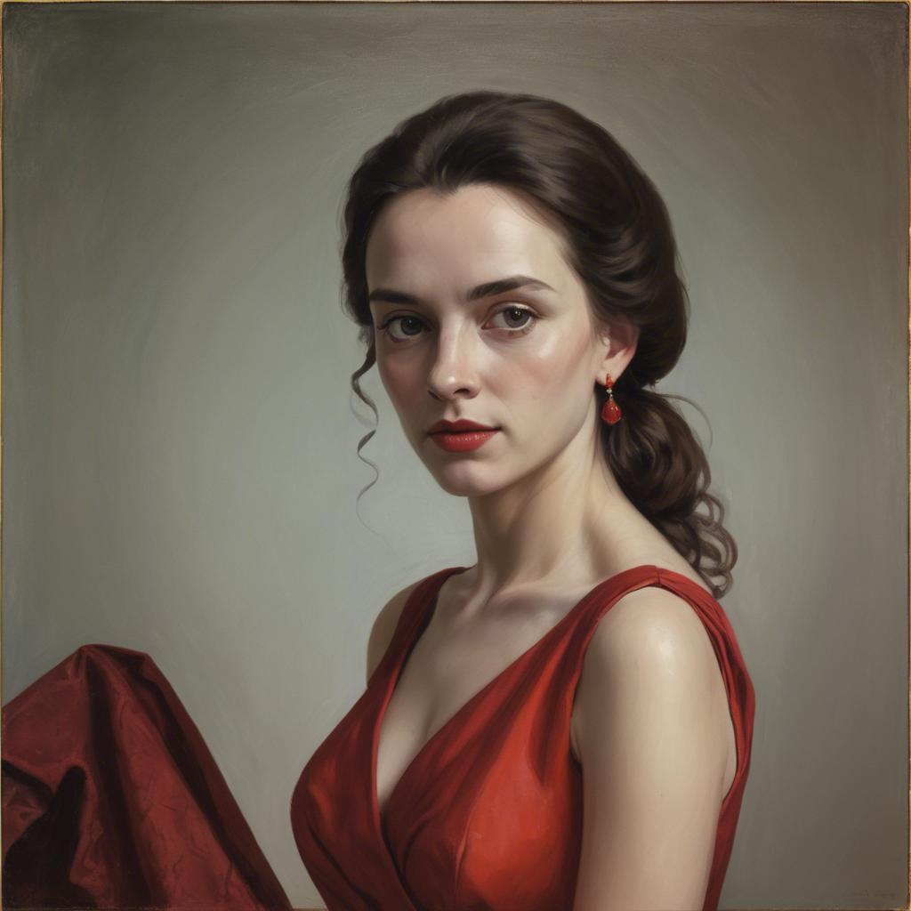 A stunning image of portrait of a woman in a red dress.