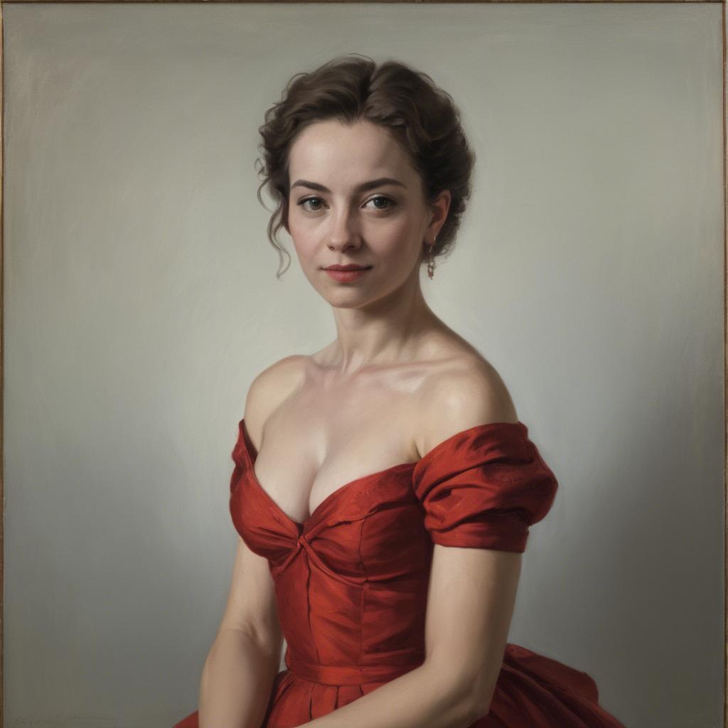 A stunning image of portrait of a woman in a red dress.