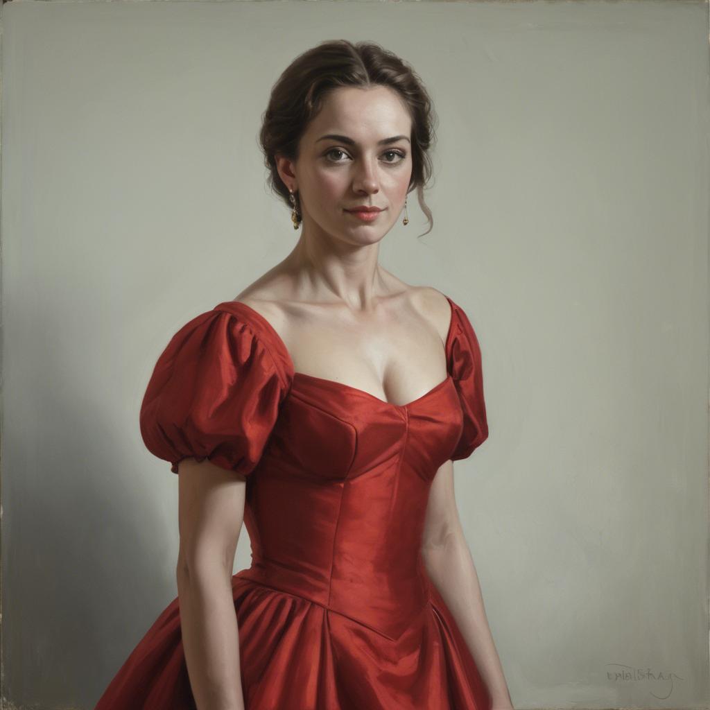 A stunning image of portrait of a woman in a red dress.