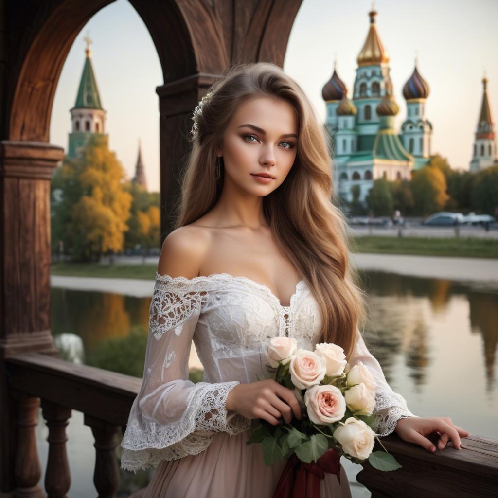 A stunning image of russian beauty in romantic settings.