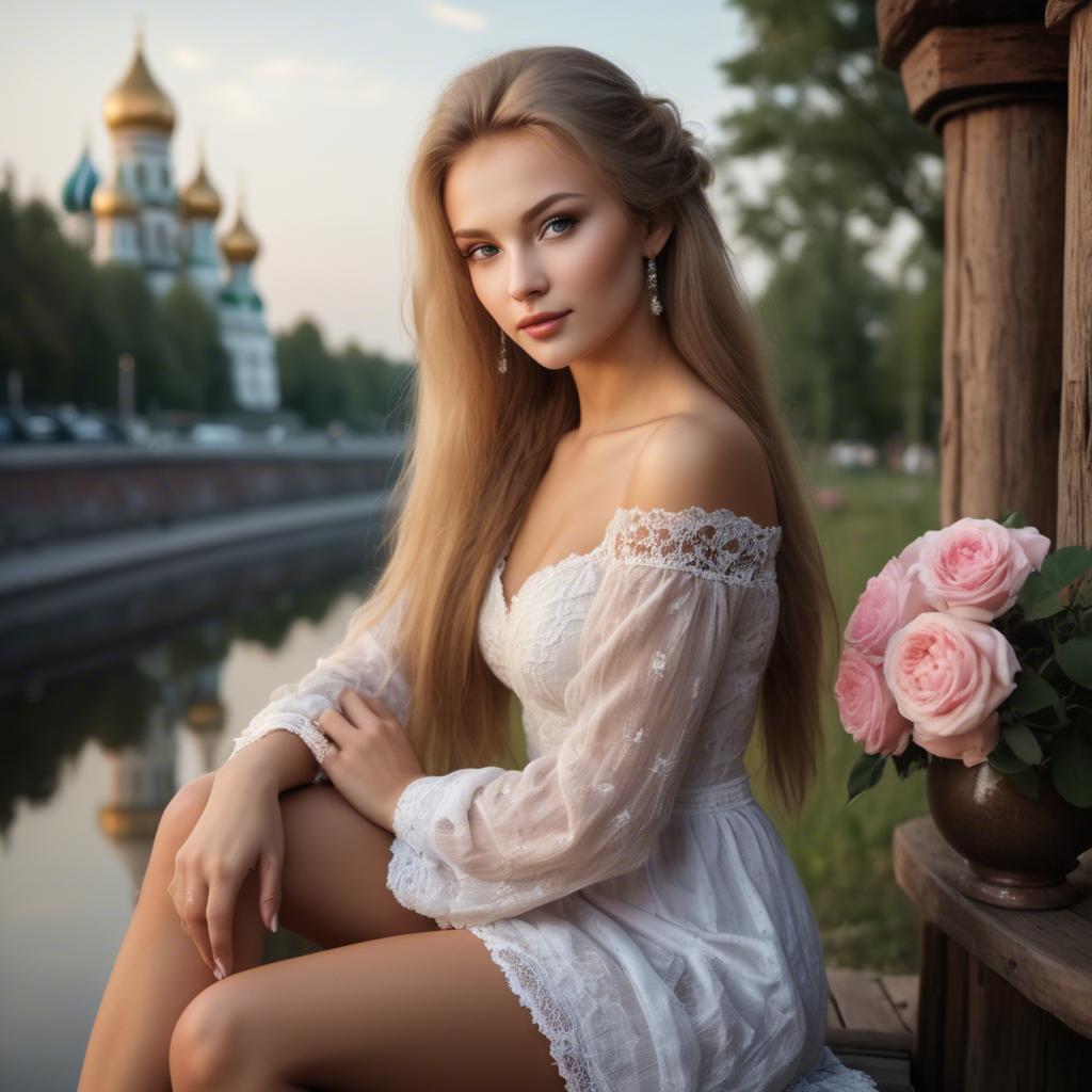 A stunning image of russian beauty in romantic settings.
