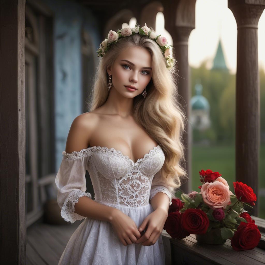 A stunning image of russian beauty in romantic settings.