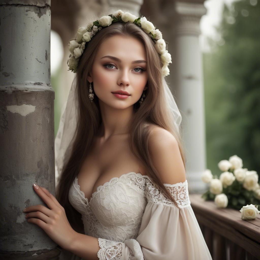 A stunning image of russian beauty in romantic settings.