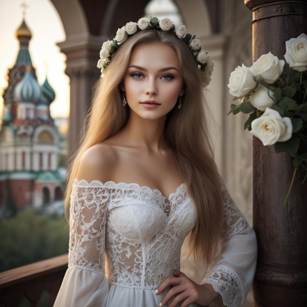 A stunning image of russian beauty in romantic settings.