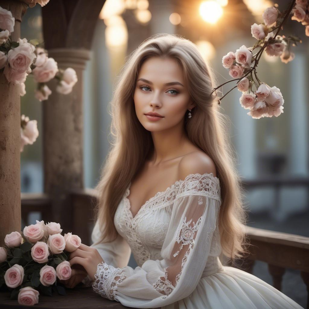 A stunning image of russian beauty in romantic settings.