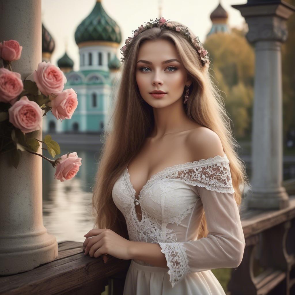 A stunning image of russian beauty in romantic settings.