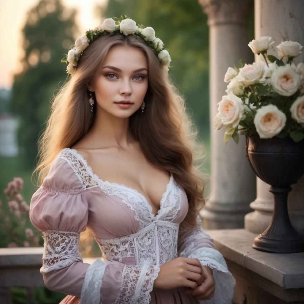 A stunning image of russian beauty in romantic settings.